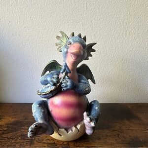 Whimsical Blue and Pink Dragon Figurine